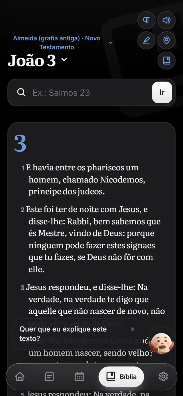Tela do app: Bíblia