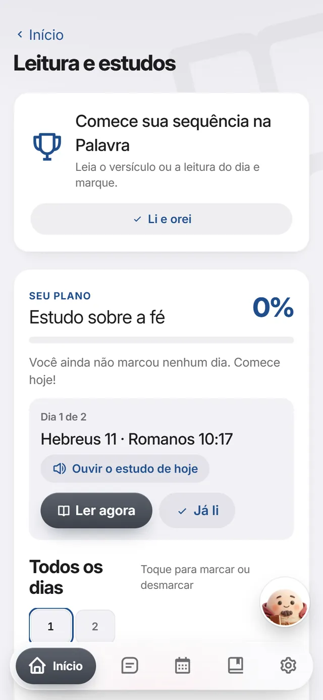 Tela do app: Leitura